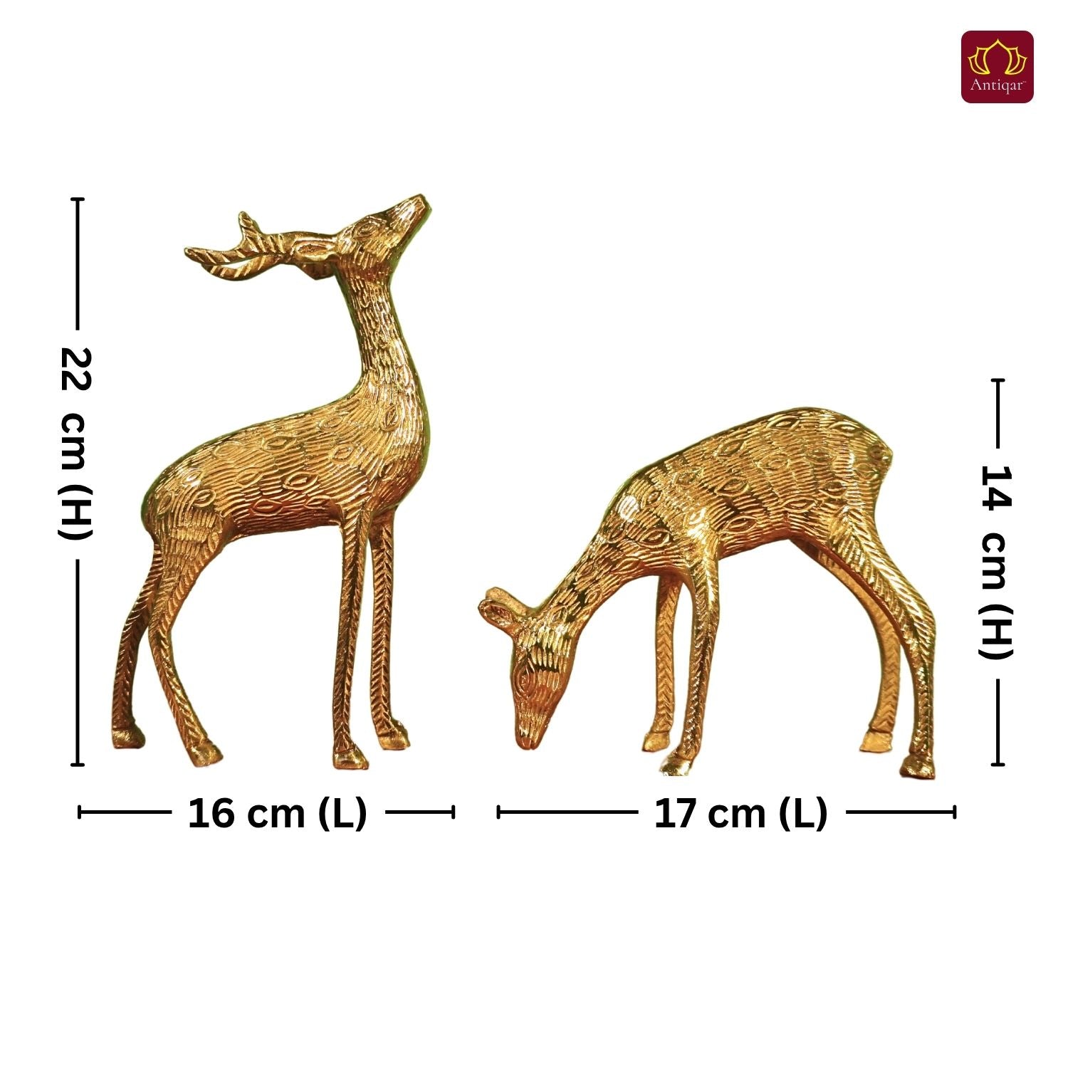 Brass Couple Deer Showpiece -17cm | Premium Superfine Finish | Handcrafted Decor Piece for Living Spaces | Ideal for Gifting