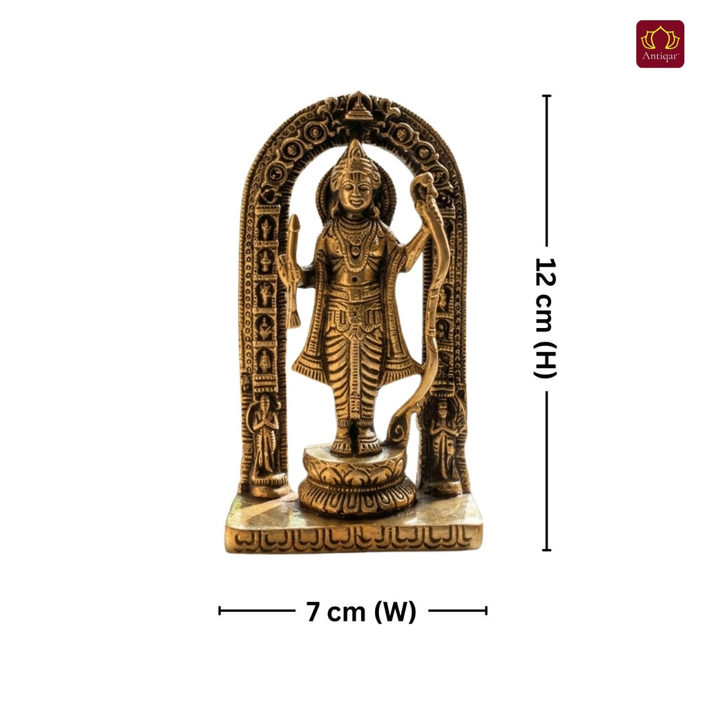 Shree Ram Ji Brass Idol – 16 cm | Antique Finish | Inspired by Ayodhya Ram Mandir | For Temple, Table & Car Dashboard Decor