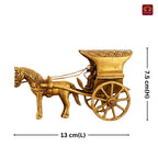 Brass Horse Cart Showpiece – 7.5 cm | Single Horse with Carved Roof | Antique Golden Finish | Handcrafted Decor for Festival, Temple & Home