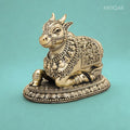 Brass Nandi Figurine with Base - 5cm | Antique Finish | Spritual use for Home, Temple & Car Dashboard Decor
