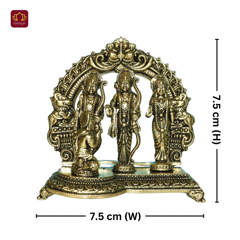 Brass Ram Darbar - 7.5cm | Antique Golden Finish | Spiritual Idol for Temple & Home Decor