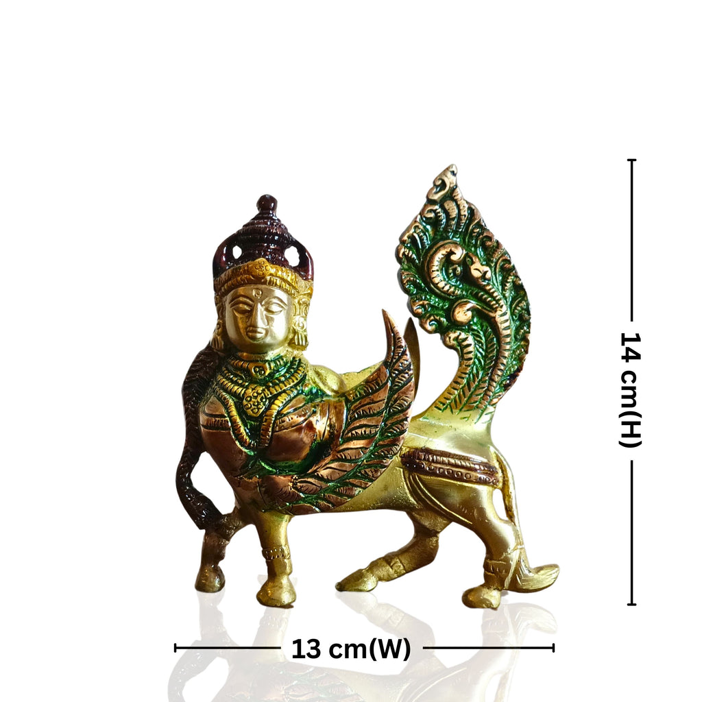 Kamdhenu Cow Brass Figurine | Artisan Crafted with Color Detailing | Pooja Room & Living Decor | Symbol of Prosperity & Divinity