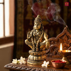 Ayyappan Swami Ji Idol - 7.5cm | Antique Finish | Handcrafted Idol for Temple, Home & Car Dashboard
