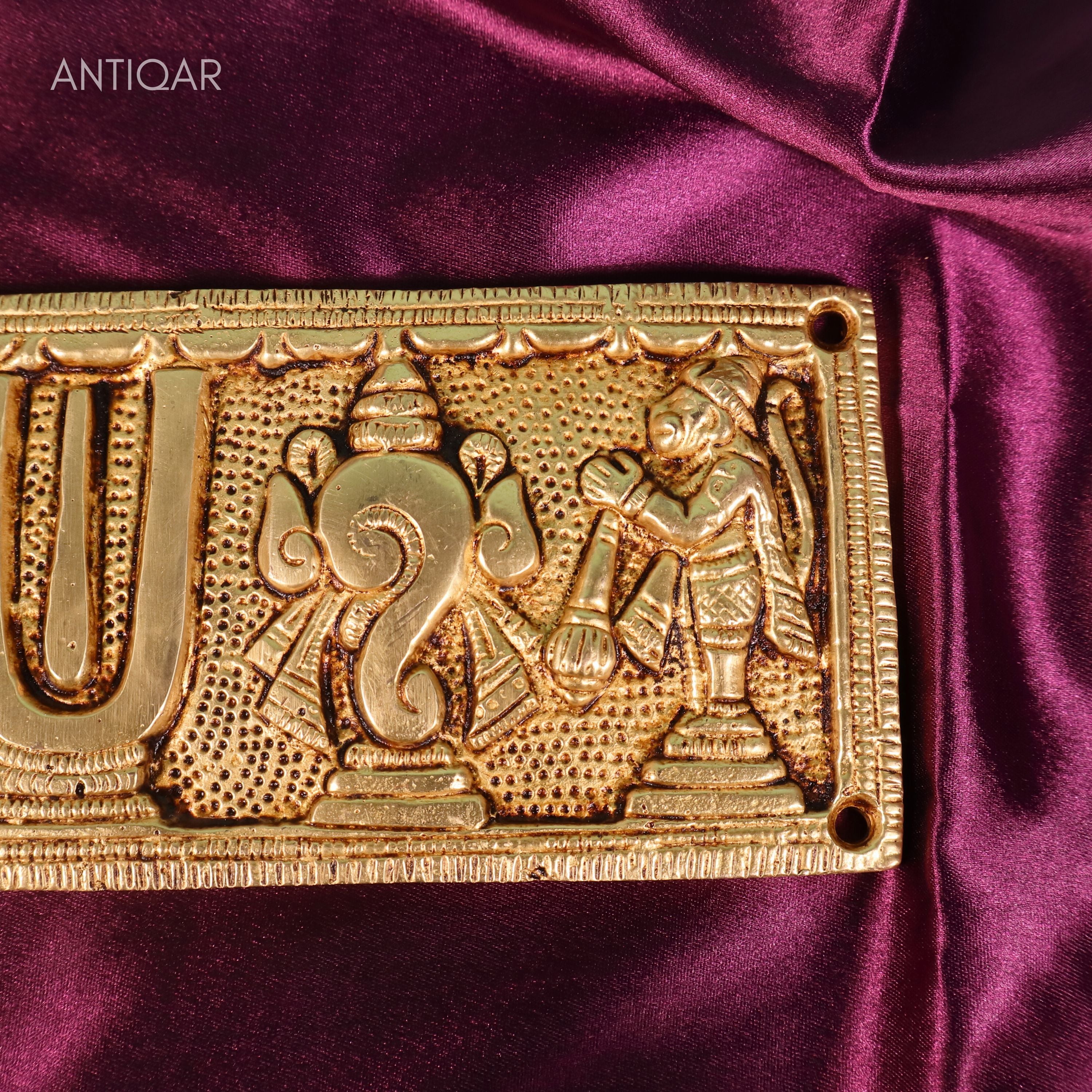 Brass Shankh Chakra Wall Plate – 8 cm | Antique Golden Finish | Handcrafted Spiritual Decor for Temple, Door, Wall & Home