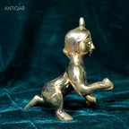 Krishna Laddu Gopal Brass Idol - 7cm | Superfine Finish | For Pooja, Temple & Car Dashboard Decor