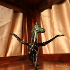 Brass Flying Horse Showpiece – 9.5 cm | Black Green Patina Finish | Handcrafted Figurine for Home & Table Decor