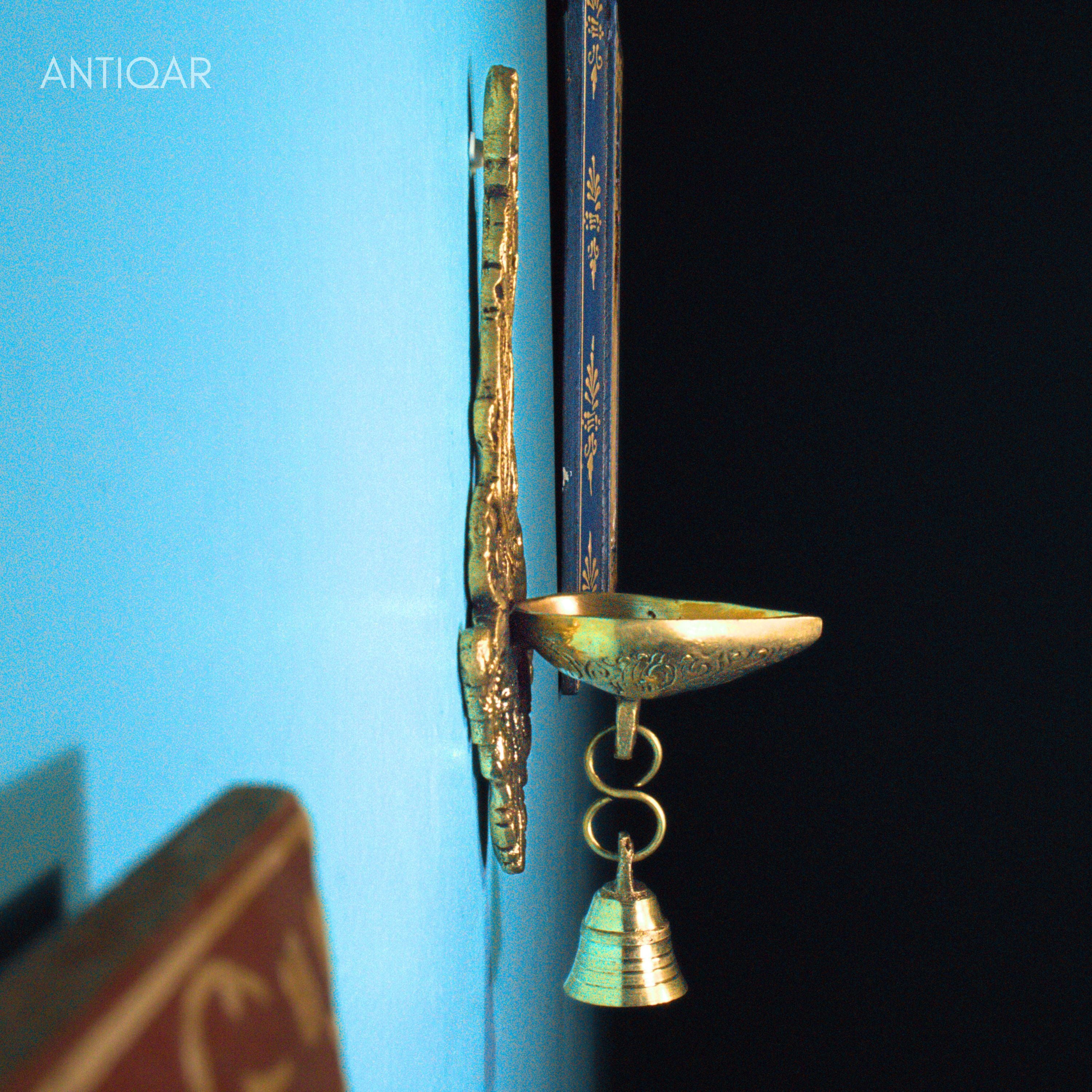 Brass Wall Hanging Diya – 24.5 cm | With One Bell | Black Antique Finish | Handcrafted Spiritual Decor for Temple, Home & Wall