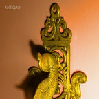 Brass Parrot Wall Hanging – 24 cm | Ethnic Design in Antique Golden Finish | Handcrafted Decor for Temple, Home & Wall