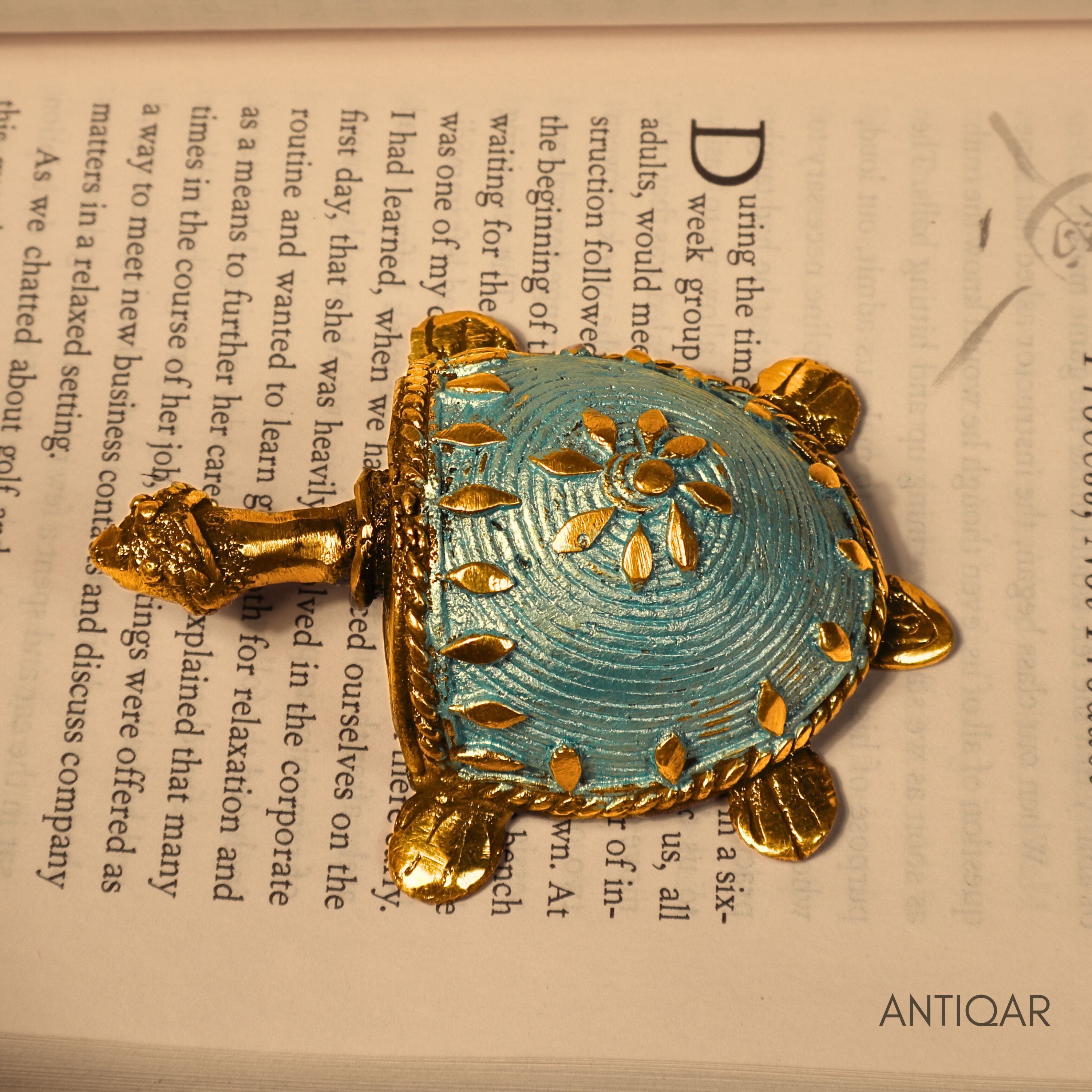 Dhokra Art Brass Turtle – 3 cm | Sky Blue Antique Finish | Tribal Handcrafted Showpiece for Temple, Home & Table Decor