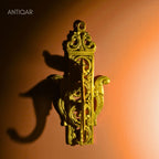 Brass Parrot Wall Hanging – 24 cm | Ethnic Design in Antique Golden Finish | Handcrafted Decor for Temple, Home & Wall