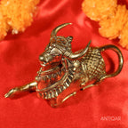 Dhokra Art Brass Nandi – 12 cm | Sitting Position in Antique Finish | Tribal Handcrafted Showpiece for Temple, Home & Table Decor