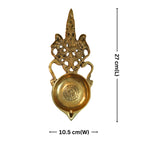 Brass Aarti Diya – 2.5 cm | Ethnic Lotus Design with Carved Holder | Black Antique Finish | Handcrafted for Temple & Home Decor