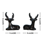 Brass Black Deer Pair Showpiece – 6 cm | Handcrafted Decorative Figurines for Temple, Home & Car Dashboard