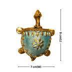 Dhokra Art Brass Turtle – 3 cm | Sky Blue Antique Finish | Tribal Handcrafted Showpiece for Temple, Home & Table Decor