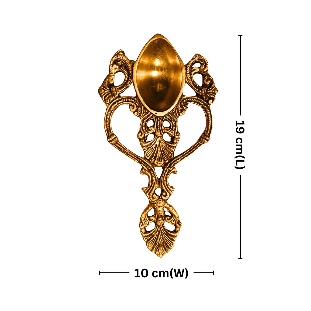 "Brass Aarti Diya – 2.5 cm | With Designer Handle | Black Antique Finish | Handcrafted Pooja Decor for Temple, Home & Festival Use  "