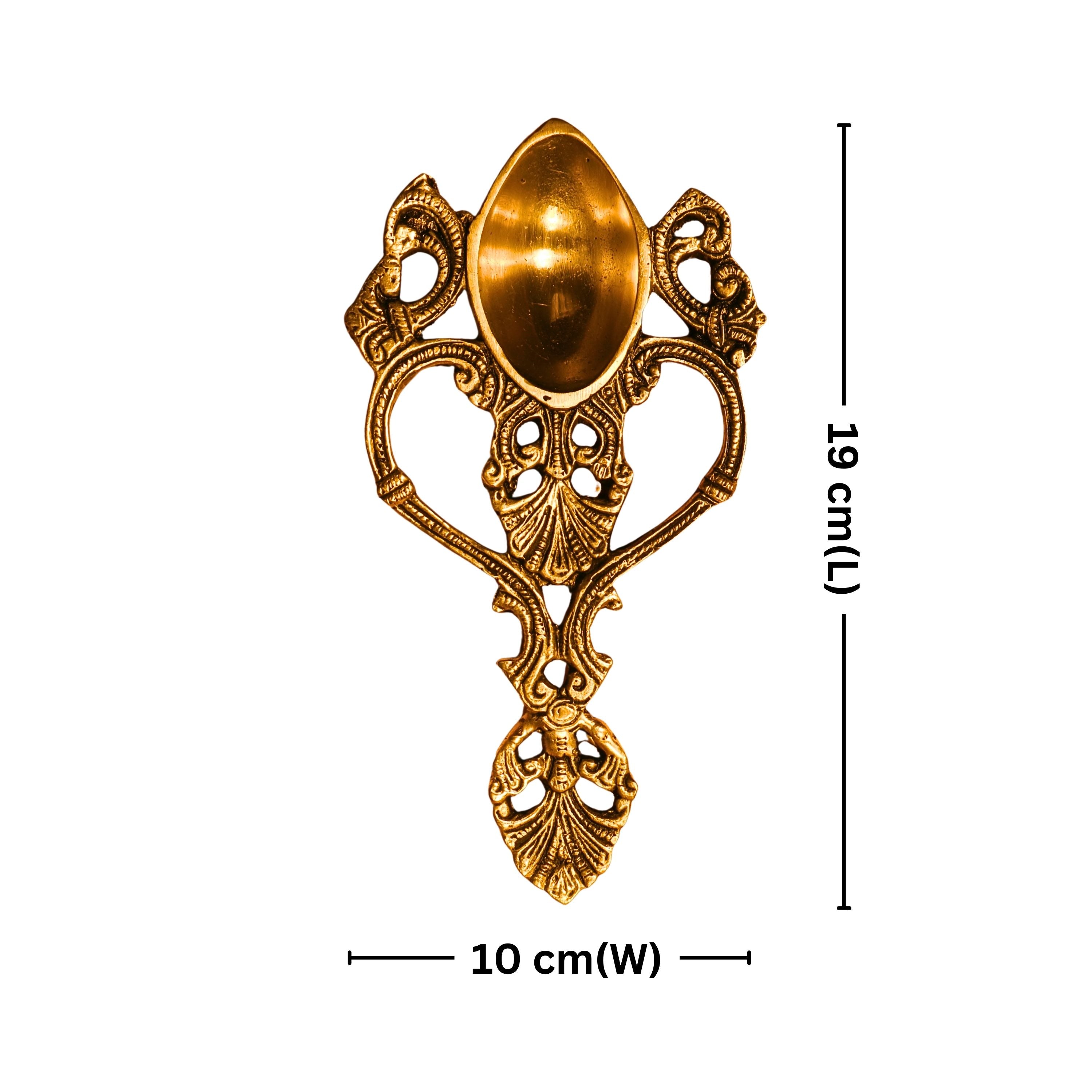 "Brass Aarti Diya – 2.5 cm | With Designer Handle | Black Antique Finish | Handcrafted Pooja Decor for Temple, Home & Festival Use  "