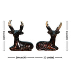Brass Brown Deer Pair Showpiece – 6 cm | Handcrafted Decorative Figurines for Temple, Home & Car Dashboard
