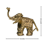 Dhokra Art Brass Laxmi Elephant – 12.5 cm | Antique Finish Tribal Handcrafted Showpiece for Temple, Home & Table Decor
