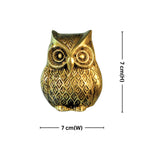 Brass Owl Figurine – 7 cm | Sitting Position with Carved Detailing | Antique Golden Finish | Handcrafted Decor for Temple, Home & Table