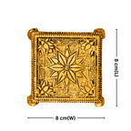 Brass Chauki for Idols – 2 cm | Antique Golden Finish | Handcrafted Religious Stand for Temple, Home & Festival Decor