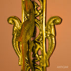 Brass Parrot Wall Hanging – 24 cm | Ethnic Design in Antique Golden Finish | Handcrafted Decor for Temple, Home & Wall