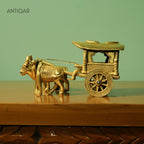 Brass Bullock Cart Showpiece – 11 cm | Antique Golden Finish | Handcrafted Home & Table Decor Figurine