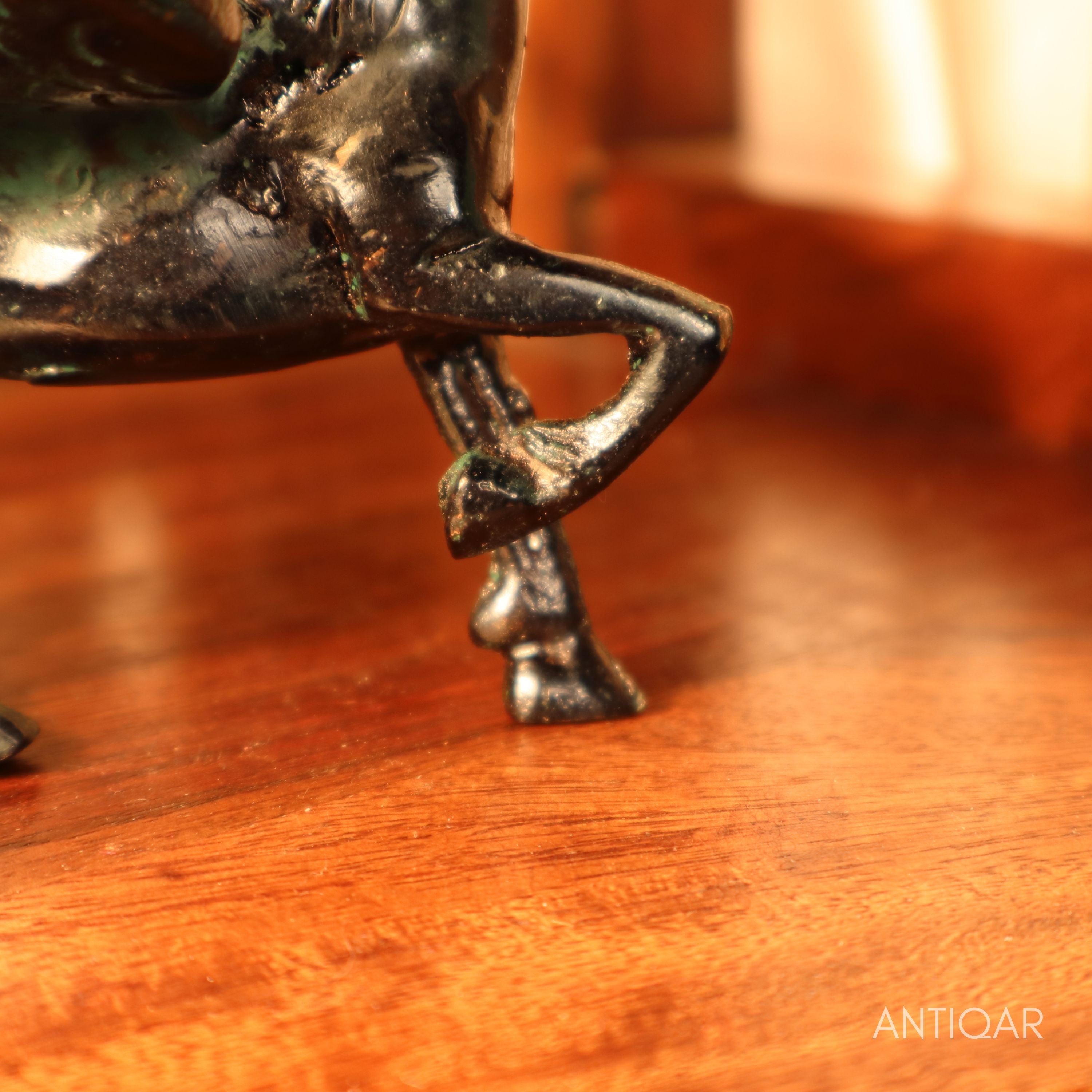 Brass Flying Horse Showpiece – 9.5 cm | Black Green Patina Finish | Handcrafted Figurine for Home & Table Decor
