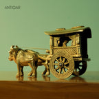 Brass Bullock Cart Showpiece – 11 cm | Antique Golden Finish | Handcrafted Home & Table Decor Figurine