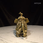Dhokra Art Brass Laxmi Elephant – 12.5 cm | Antique Finish Tribal Handcrafted Showpiece for Temple, Home & Table Decor