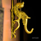 Brass Parrot Wall Hanging – 24 cm | Ethnic Design in Antique Golden Finish | Handcrafted Decor for Temple, Home & Wall