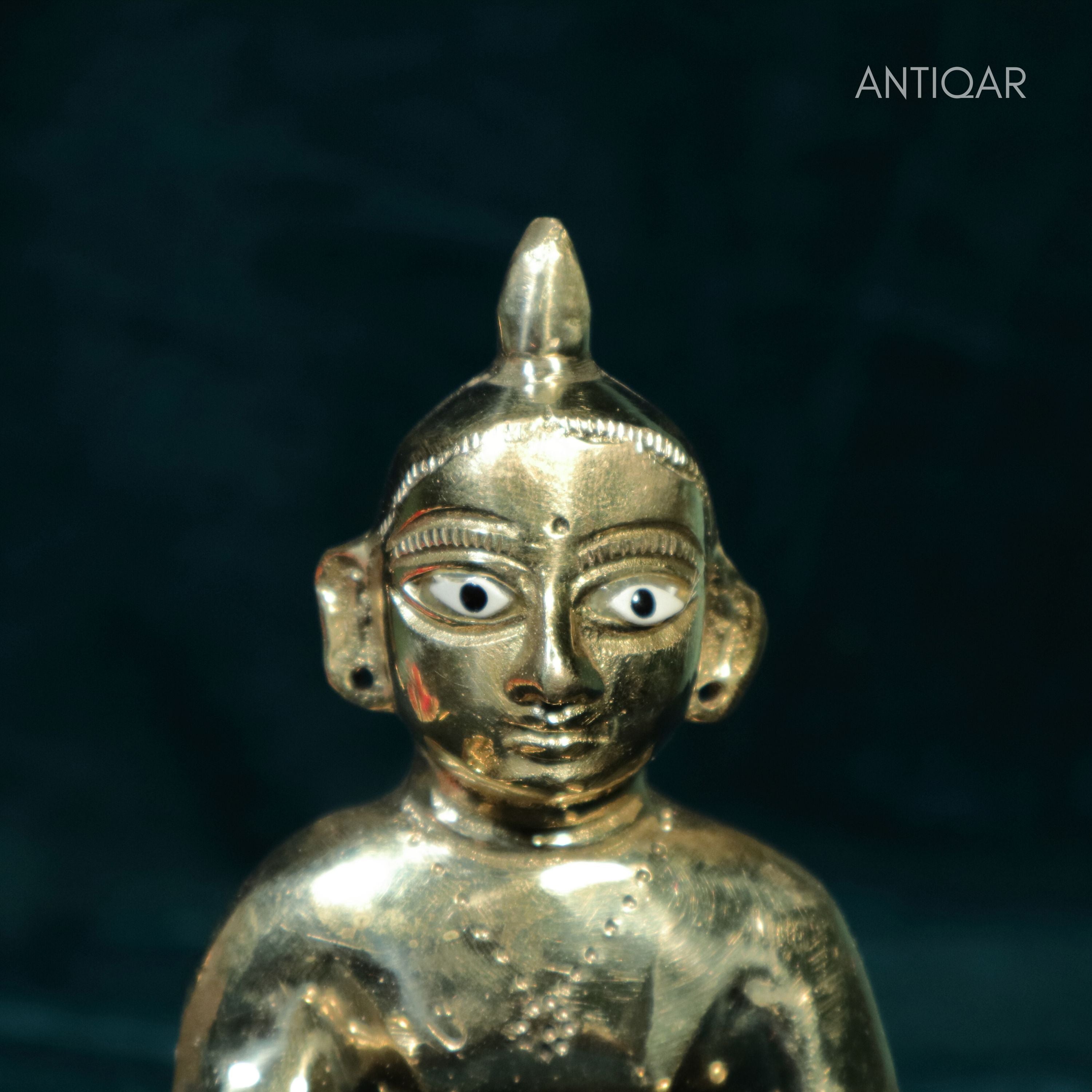Krishna Laddu Gopal Brass Idol - 7cm | Superfine Finish | For Pooja, Temple & Car Dashboard Decor