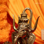 "Dhokra Art Brass Nandi – 32 cm | Standing Pose with Ganesha Face & Trishul on Head | Antique Finish Tribal Handcrafted Showpiece for Temple, Home & Table Decor  "