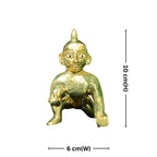 Brass Laddu Gopal Idol – 10 cm | With Dress & Bansuri | Superfine Finish | Handcrafted Spiritual Idol for Temple, Home & Car Dashboard Decor