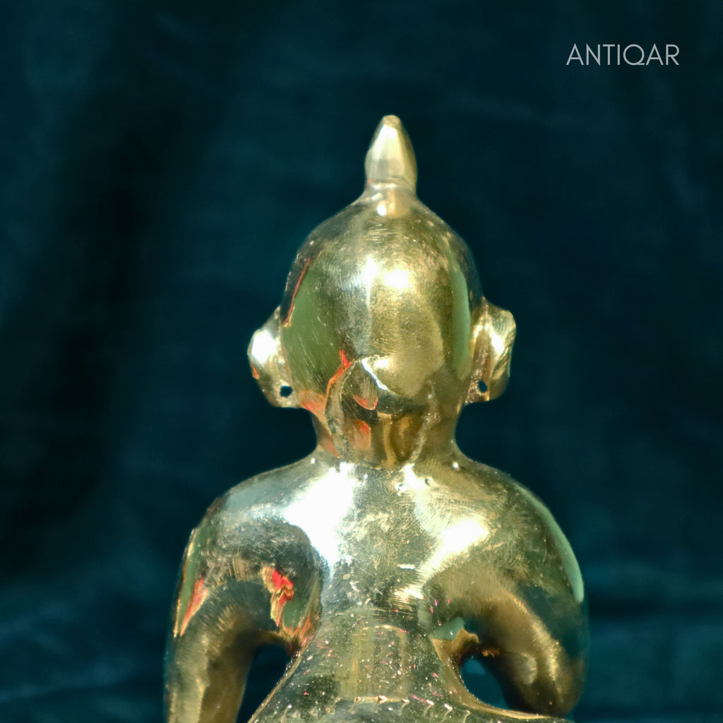 Krishna Laddu Gopal Brass Idol - 7cm | Superfine Finish | For Pooja, Temple & Car Dashboard Decor