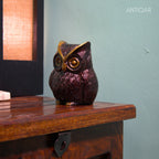 Brass Owl Figurine – 7 cm | Brown Antique Finish | Handcrafted Showpiece for Home, Temple & Table Decor