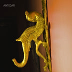 Brass Parrot Wall Hanging – 24 cm | Ethnic Design in Antique Golden Finish | Handcrafted Decor for Temple, Home & Wall