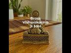 Brass Vishwakarma Ji Idol – 5 cm | Golden Finish | Spiritual Idol for Home, Office, Workshop, Temple & Car Dashboard Decor