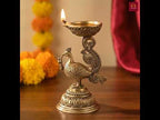 Brass Peacock Diya - 8cm | Antique Finish | Spritual use for Pooja, Temple & Festival Decor