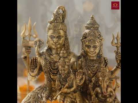 Brass Shiv Parivar Idol - 10cm | Antique Finish | Spiritual Idol for Temple & Home Decor