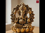 Brass Ganesh JI Idol - 4cm | Golden Finish | Spiritual Decor for Temple, Home & Car Dashboard