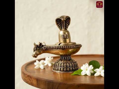 Brass Shivling with Detachable Sheshnaag – 6cm | Golden Finish | Spiritual Idol for Temple & Home Decor